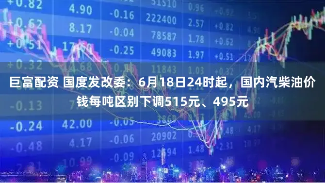 巨富配资 国度发改委：6月18日24时起，国内汽柴油价钱每吨区别下调515元、495元